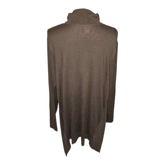 Chico's Ambered Olive Turtleneck Feather Weight Asymetrical Sweater Plus Size 2X - Picture 4 of 7